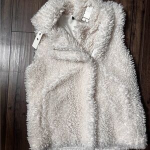 INC International Concepts Cream Fuzzy Vest